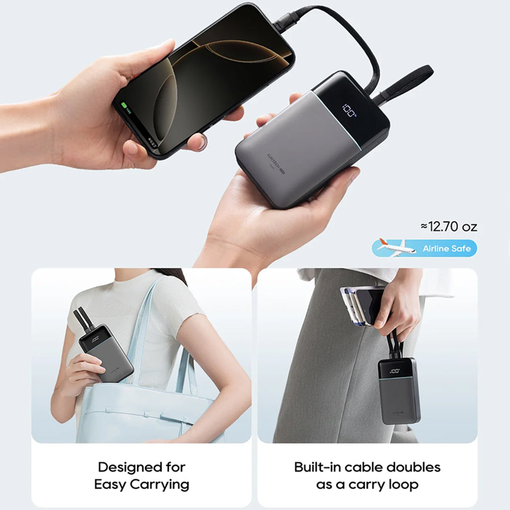 Power bank Cuktech LPB200NL, 20000mAh, 40W, QC + PD, 1 x Lightning - 1 x USB-A - 2 x USB-C, Szary CKB200NLGLGY