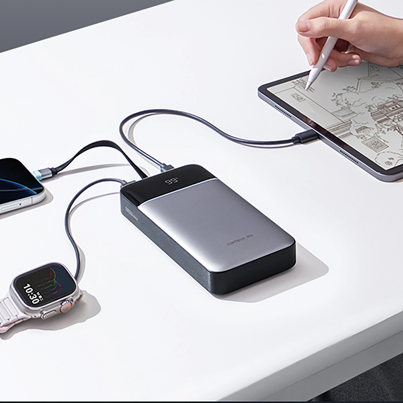 Powerbank Cuktech LPB252N, 25000mAh, 120W, QC + PD, 1 x USB-A - 2 x USB-C, Szary