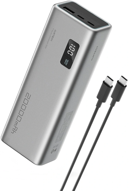 Zewnętrzna bateria Cuktech P+ No.15, 20000mAh, 150W, QC + PD, 1 x USB-A - 2 x USB-C, Szara CUKPB200GLBK