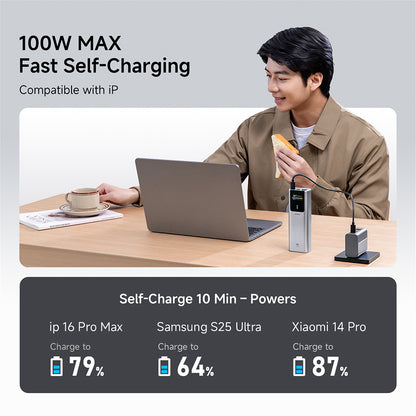 Powerbank Cuktech PB150P, 15000mAh, 120W, QC + PD, 1 x USB-A - 2 x USB-C, Szary CKPB150POSGR