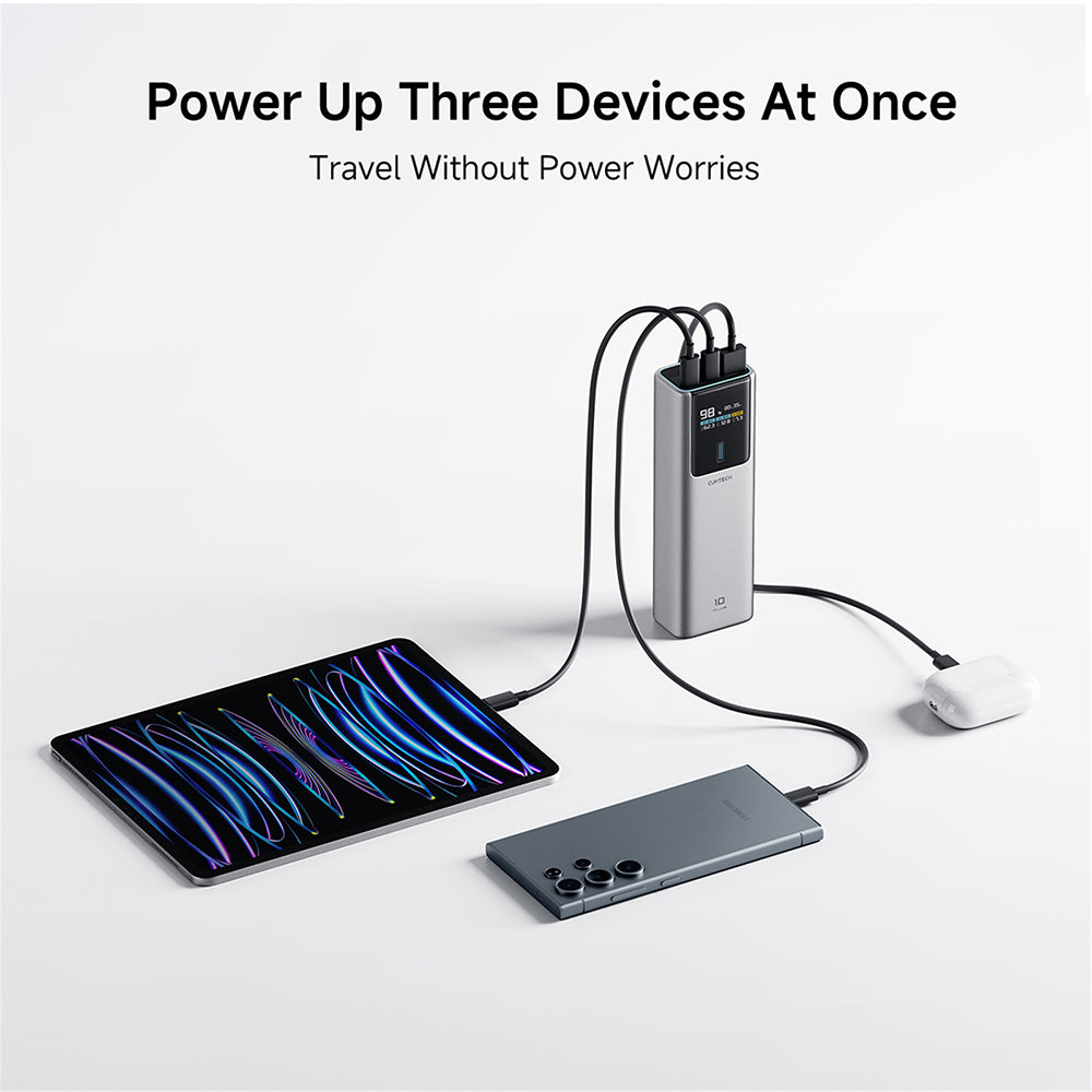 Powerbank Cuktech PB150P, 15000mAh, 120W, QC + PD, 1 x USB-A - 2 x USB-C, Szary CKPB150POSGR