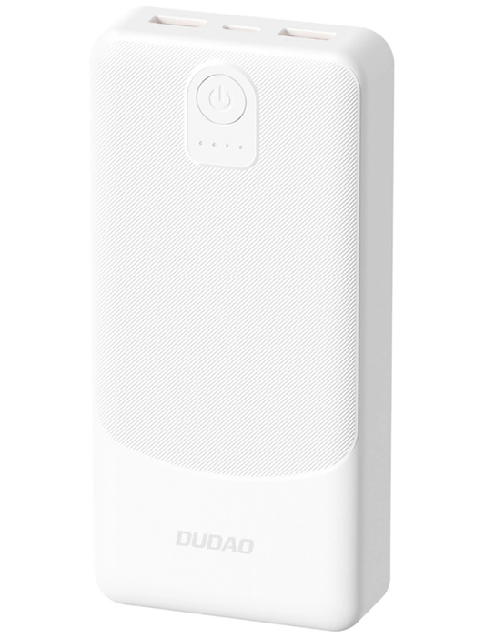 Zewnętrzna bateria Dudao K10Pro, 20000mAh, 12W, 2 x USB-A, Biała