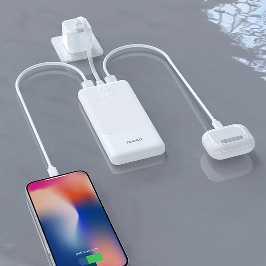 Zewnętrzna bateria Dudao K10Pro, 20000mAh, 12W, 2 x USB-A, Biała