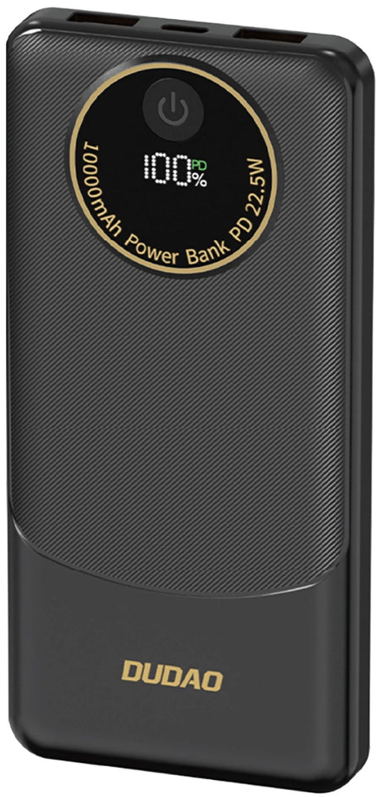 Zewnętrzna bateria Dudao K12, 10000mAh, 22.5W, QC + PD, 1 x USB-C - 2 x USB-A, Czarna