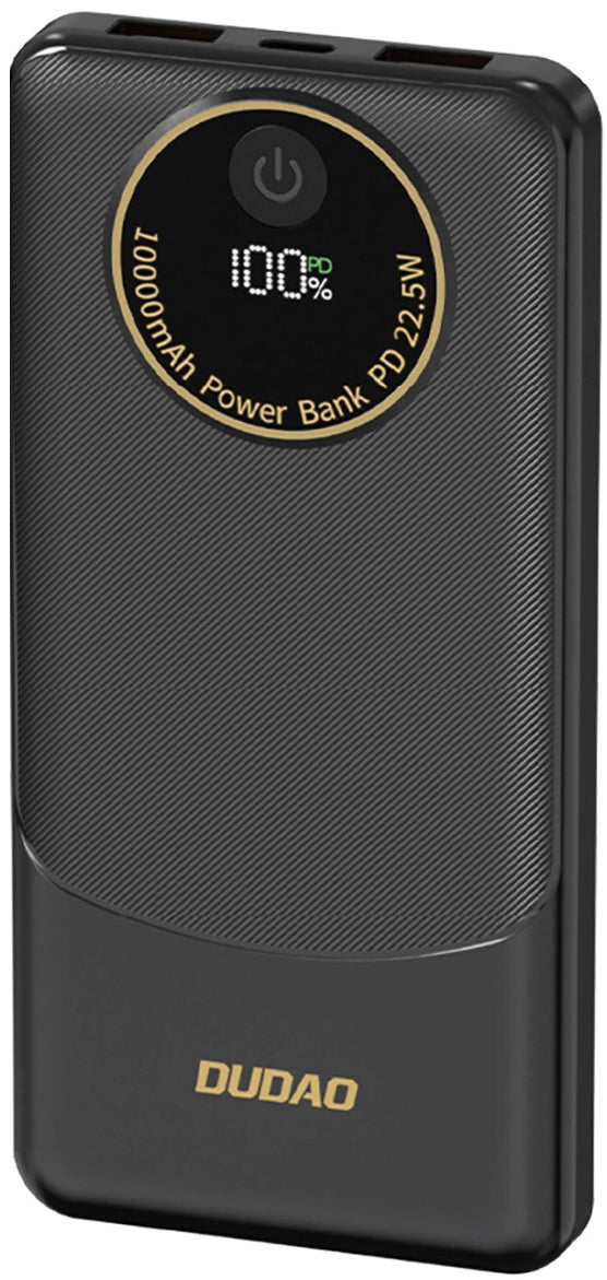 Zewnętrzna bateria Dudao K12, 10000mAh, 22.5W, QC + PD, 1 x USB-C - 2 x USB-A, Czarna
