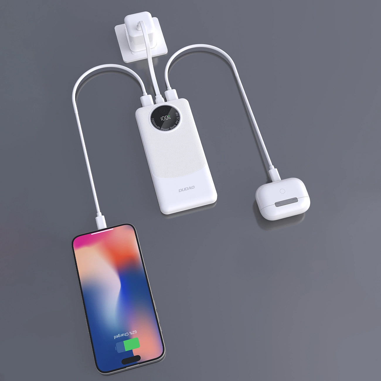 Zewnętrzna bateria Dudao K12, 10000mAh, 22.5W, QC + PD, 1 x USB-C - 2 x USB-A, Czarna