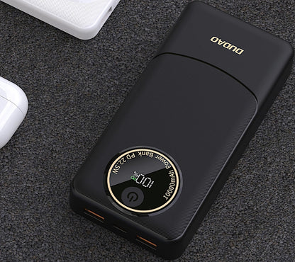 Dudao K12Pro External Battery, 20000mAh, 22.5W, QC + PD, 1 x USB-C - 2 x USB-A, Black
