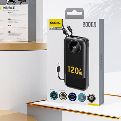 Zewnętrzna bateria Dudao K13, 10000mAh, 22.5W, QC + PD, 1 x Lightning - 1 x USB-A - 2 x USB-C, Czarna