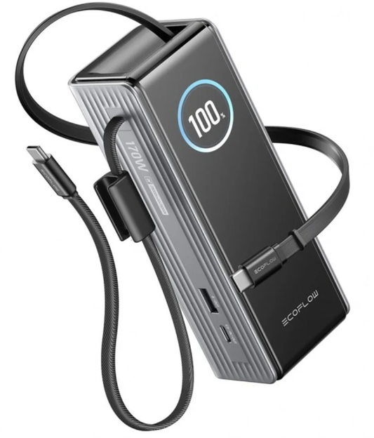 Zewnętrzna bateria EcoFlow Rapid, 25000mAh, 170W, QC + PD, 1 x USB-A - 3 x USB-C, Szara