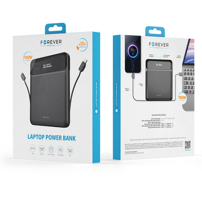 Bateria zewnętrzna Forever TB-200, 20000 mAh, 100 W, QC + PD, 1 x Lightning - 2 x USB-C - 2 x USB-A, czarna