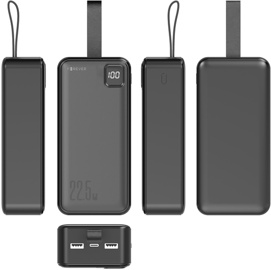 Powerbank Forever TB-300XL, 30000 mAh, 22,5 W, QC + PD, 1 × USB-C – 2 × USB-A, czarny