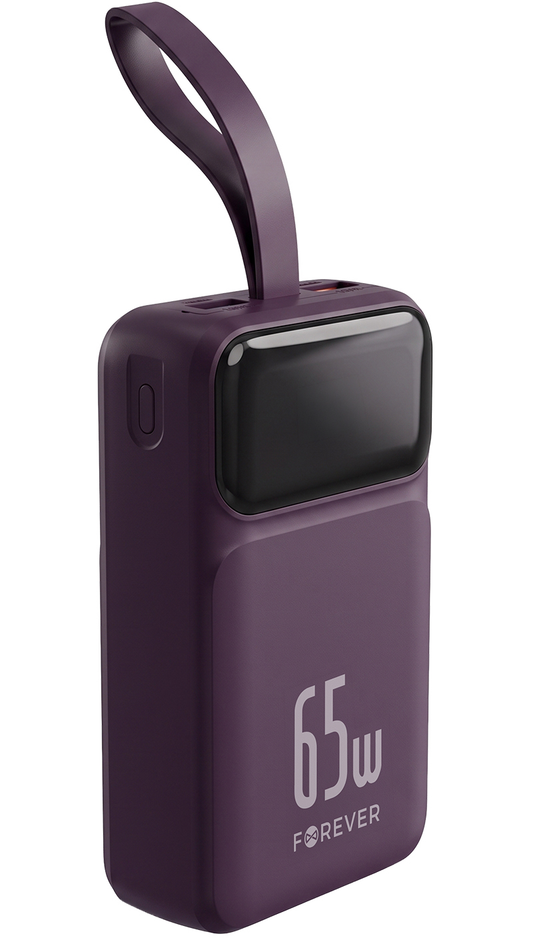 Forever Vibe-TB65 External Battery, 20000mAh, 65W, QC + PD, 2 x USB-A - 2 x USB-C, Burgundy
