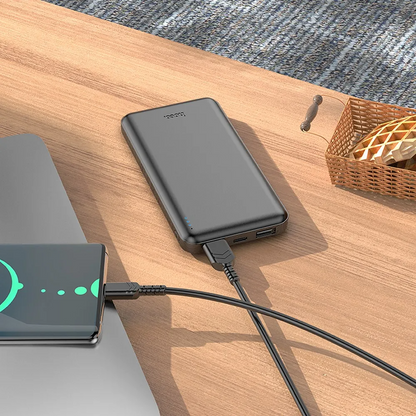 Zewnętrzna bateria HOCO J100, 10000mAh, 10W, 2 x USB-A, Czarna