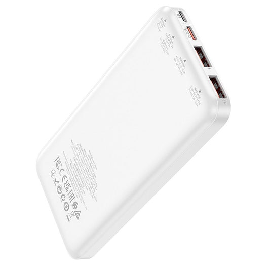 Zewnętrzna bateria HOCO J101, 10000mAh, 22.5W, QC + PD, 1 x USB-C - 2 x USB-A, Biała