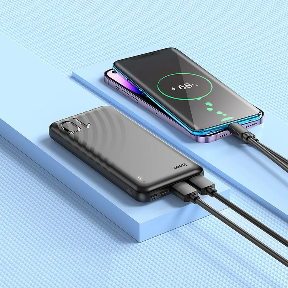 HOCO J123 External Battery, 10000mAh, 10W, 2 x USB-A, Black