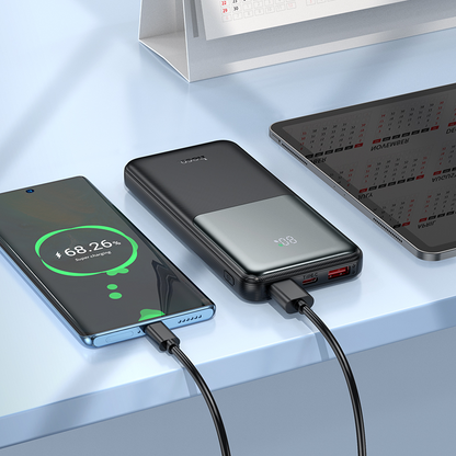 Powerbank HOCO J136, 10000 mAh, 22,5 W, QC + PD, 1 × USB-C – 2 × USB-A, czarny