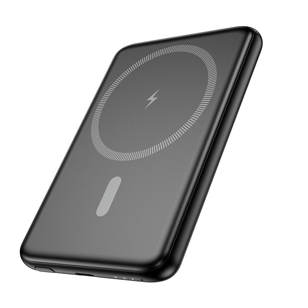Powerbank HOCO Wireless J140A, 5000mAh, 20W, PD + QI, 1 x USB-C, Czarny