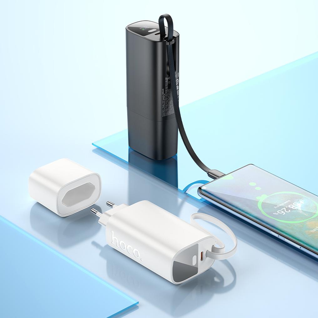 HOCO J148 2-in-1 Power Bank, 5000mAh, 20W, PD, 2 x USB-C, Black