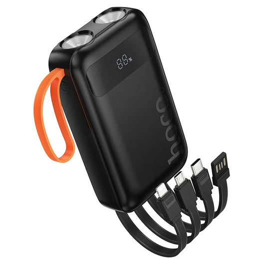 Zewnętrzna bateria HOCO J151, 10000mAh, 10W, 1 x Lightning - 1 x microUSB - 1 x USB-A - 1 x USB-C, Czarna