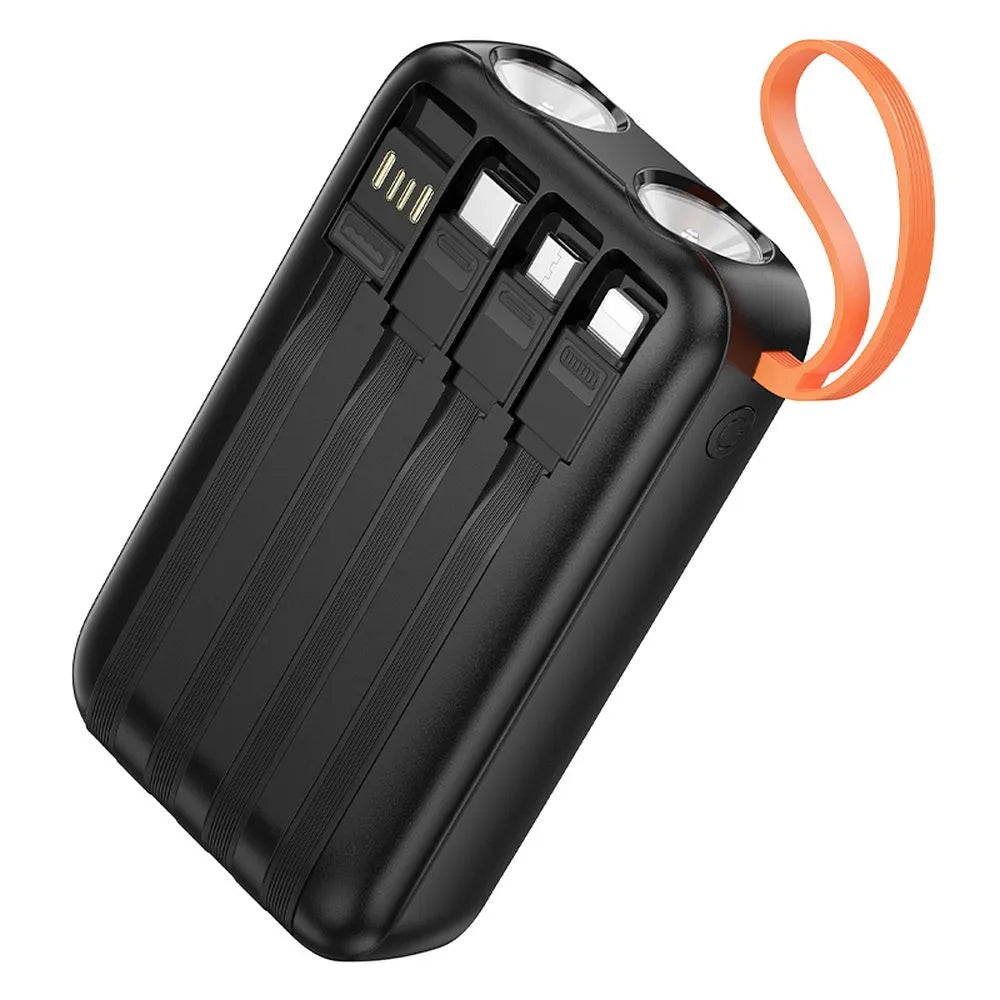 Zewnętrzna bateria HOCO J151, 10000mAh, 10W, 1 x Lightning - 1 x microUSB - 1 x USB-A - 1 x USB-C, Czarna