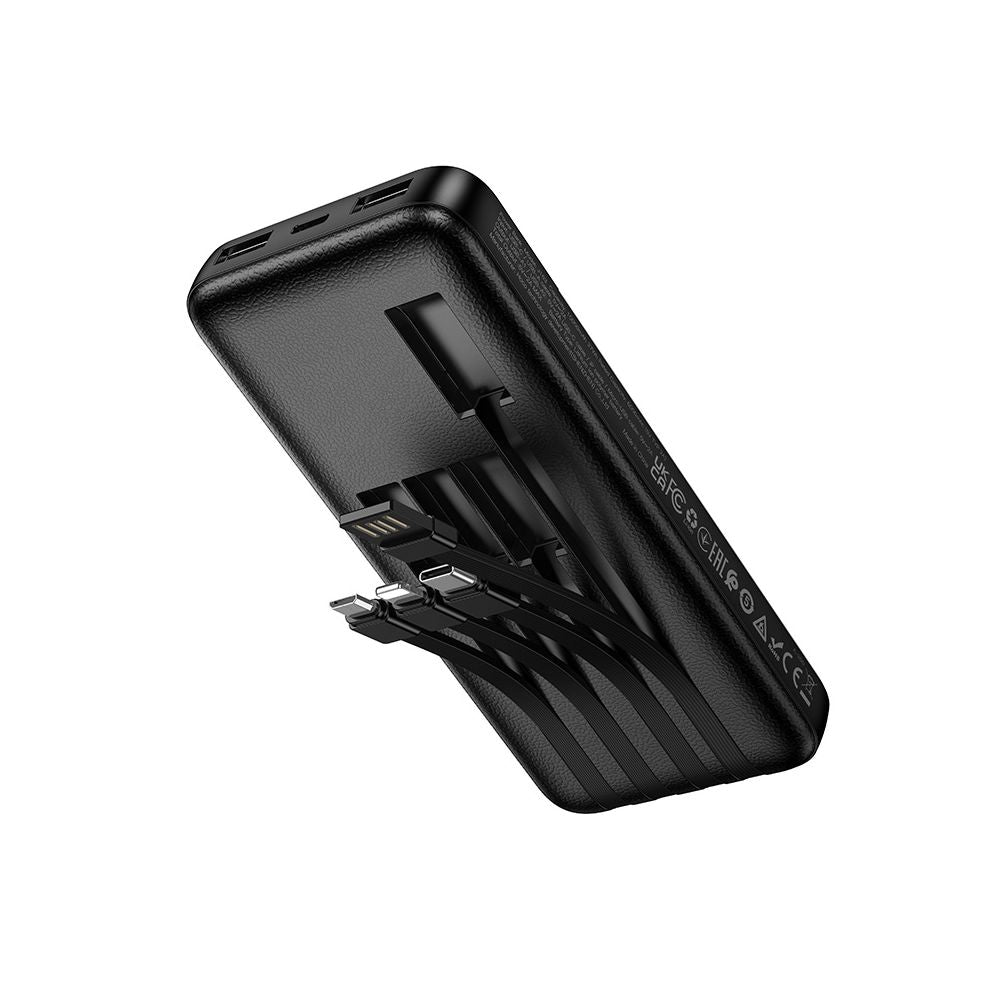 HOCO J163 External Battery, 10000mAh, 10W, 1 x Lightning - 1 x microUSB - 2 x USB-A - 1 x USB-C, Black