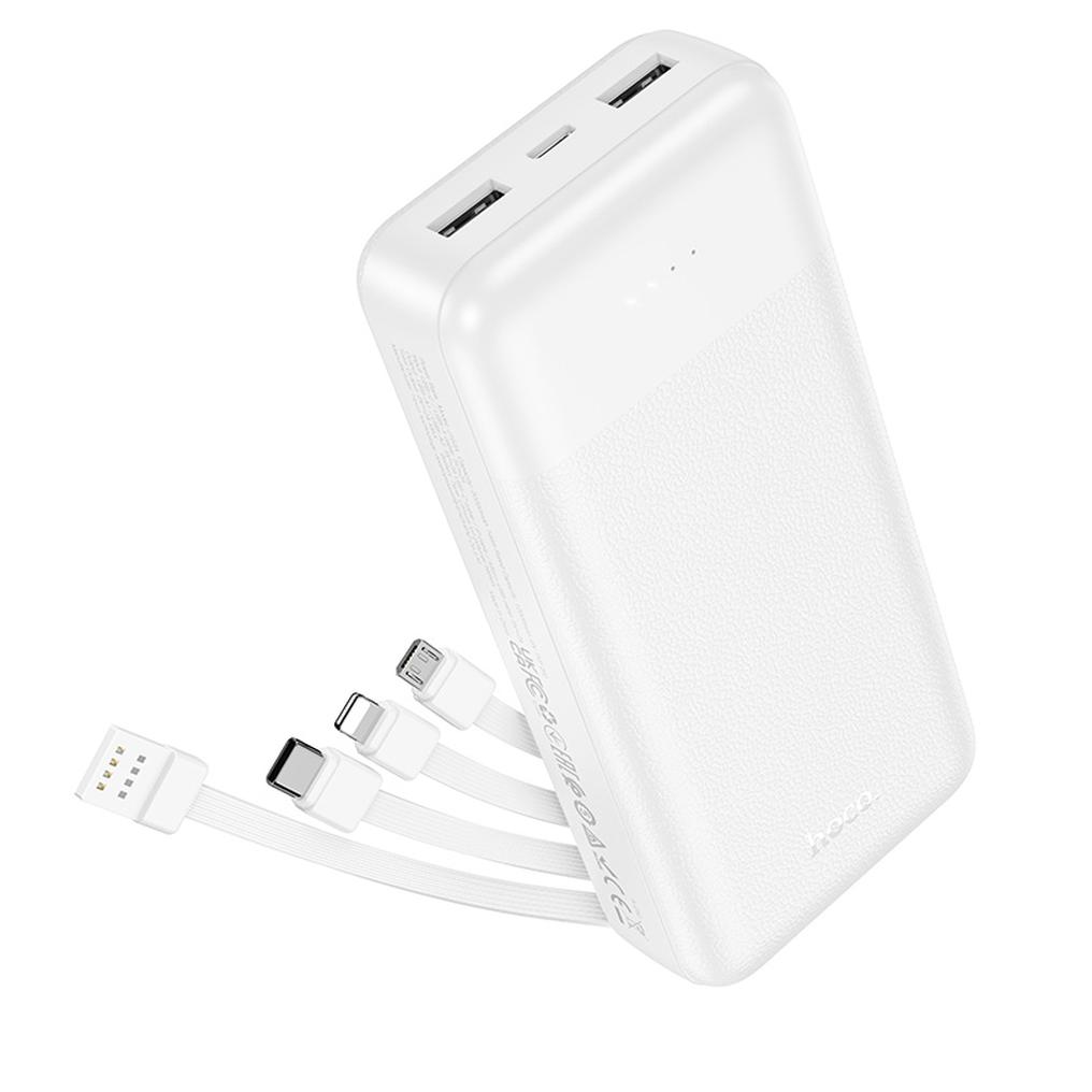 Powerbank HOCO J163A, 20000 mAh, 10 W, 1 × Lightning – 1 × microUSB – 1 × USB-C – 2 × USB-A, biały