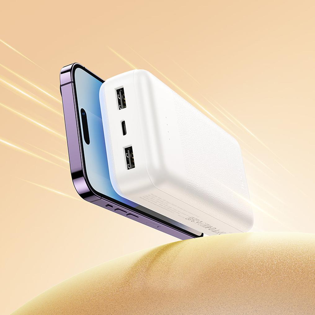 Powerbank HOCO J163A, 20000 mAh, 10 W, 1 × Lightning – 1 × microUSB – 1 × USB-C – 2 × USB-A, biały