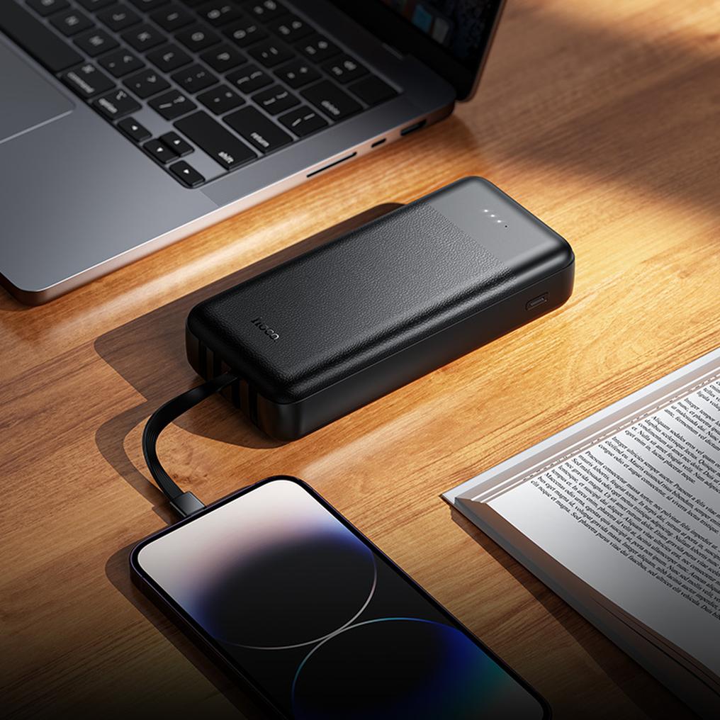 Powerbank HOCO J163A, 20000 mAh, 10 W, 1 × Lightning – 1 × microUSB – 1 × USB-C – 2 × USB-A, czarny