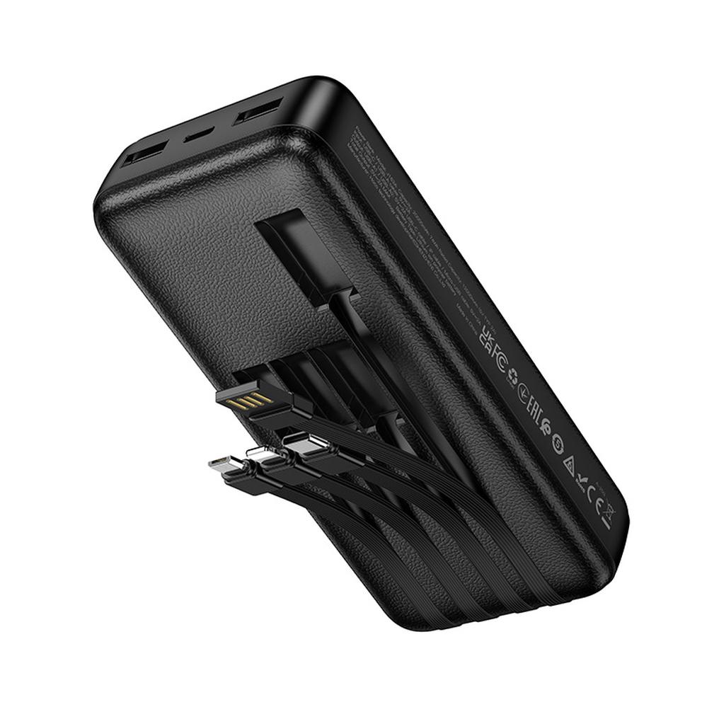 Powerbank HOCO J163A, 20000 mAh, 10 W, 1 × Lightning – 1 × microUSB – 1 × USB-C – 2 × USB-A, czarny
