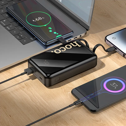 Powerbank HOCO Q37A, 20000mAh, 22,5W, QC + PD, 1 x Lightning - 1 x USB-A - 2 x USB-C, Czarny