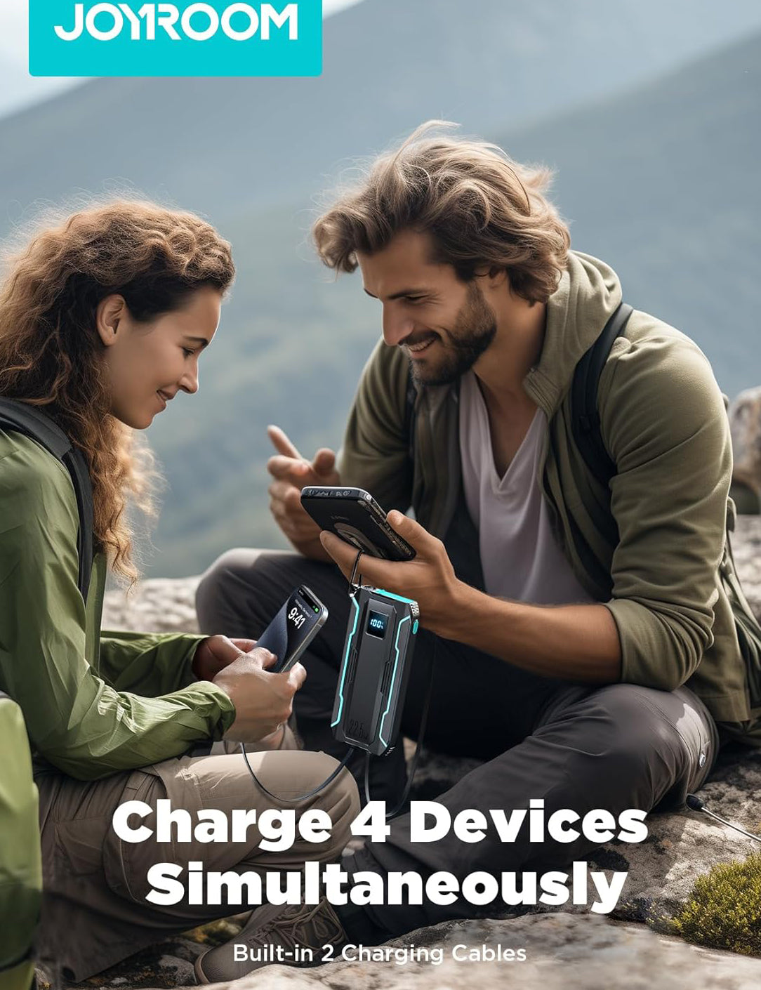 Zewnętrzna bateria Joyroom JR-L017, 10000mAh, 22.5W, QC + PD, 1 x Lightning - 1 x USB-A - 2 x USB-C, Czarna