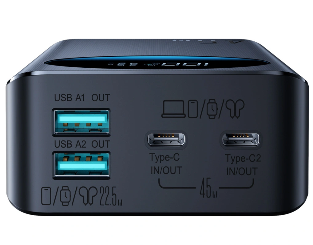 Powerbank Joyroom JR-PBF02 Pro, 20000mAh, 45W, QC + PD, 2 x USB-A - 2 x USB-C, Czarny