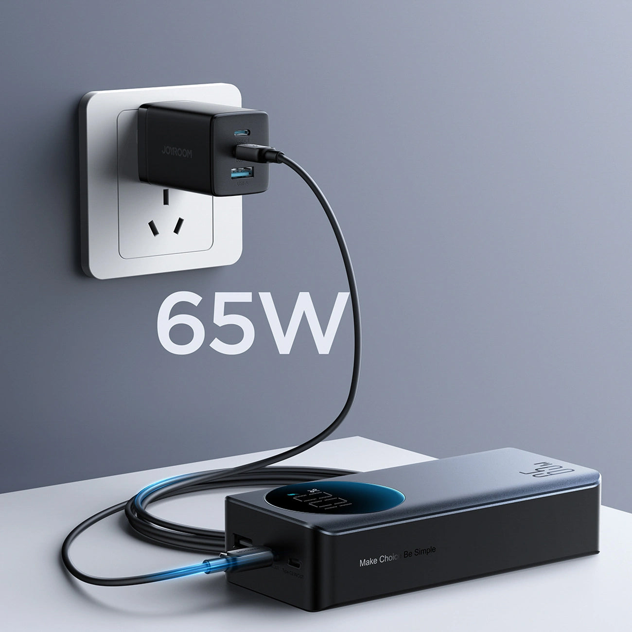 Powerbank Joyroom JR-PBF05 Pro, 30000mAh, 65W, QC + PD, 1 x USB-A - 2 x USB-C, Czarny