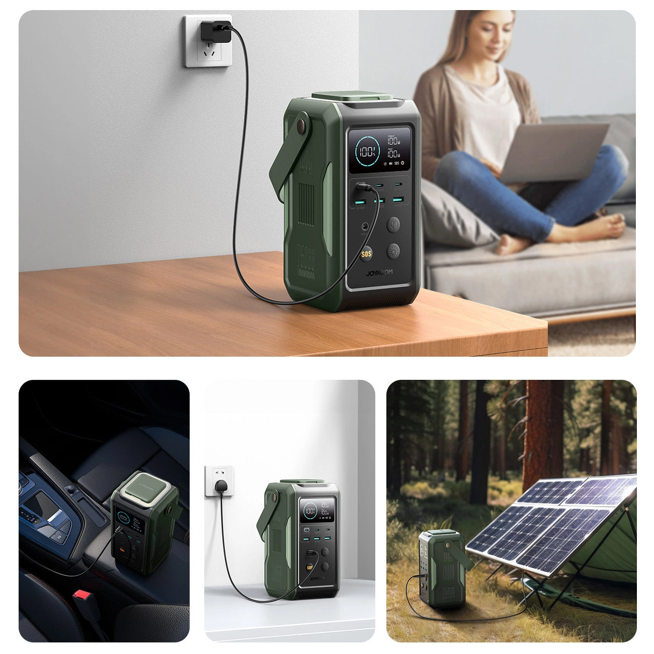 Powerbank Joyroom JR-PBF10, 75000mAh, 100W, QC + PD, 3 x USB-A - 3 x USB-C, Zielony