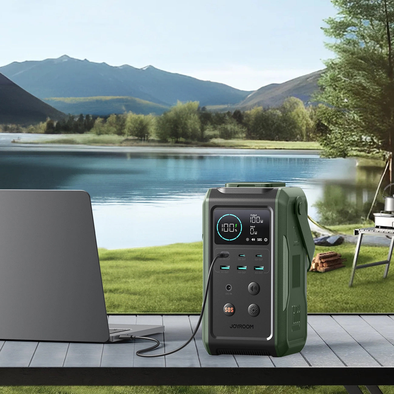 Powerbank Joyroom JR-PBF10, 75000mAh, 100W, QC + PD, 3 x USB-A - 3 x USB-C, Zielony