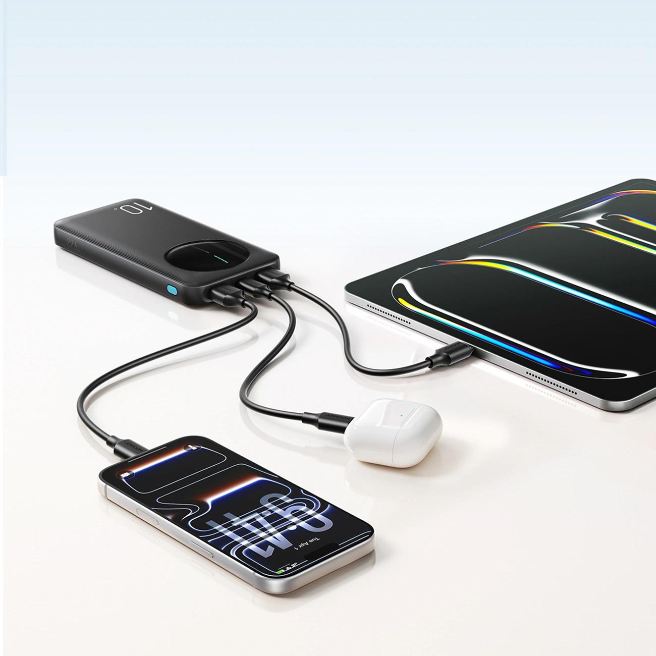 Joyroom JR-PBF12 Pro External Battery, 10000mAh, 22.5W, QC + PD, 1 x USB-C - 2 x USB-A, Black