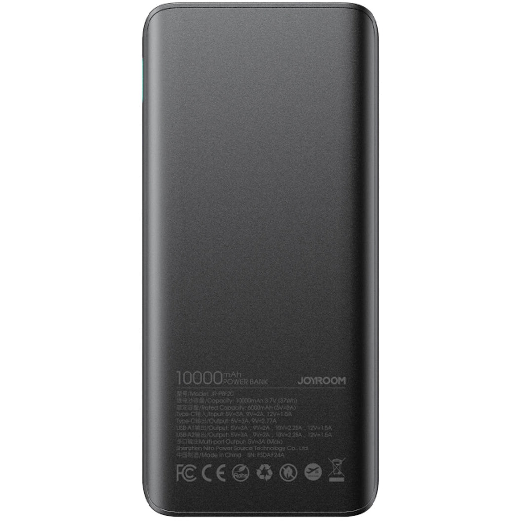 Zewnętrzna bateria Joyroom JR-PBF20, 10000mAh, 25W, QC + PD, 1 x USB-C - 2 x USB-A, Czarna