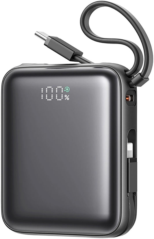 Zewnętrzna bateria Joyroom JR-PBF27, 10000mAh, 22.5W, QC + PD, 1 x Lightning - 2 x USB-C, Czarna