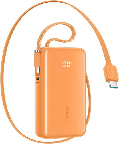 Joyroom JR-PR2L External Battery, 10000mAh, 35W, QC + PD, 1 x Lightning - 2 x USB-C, Orange