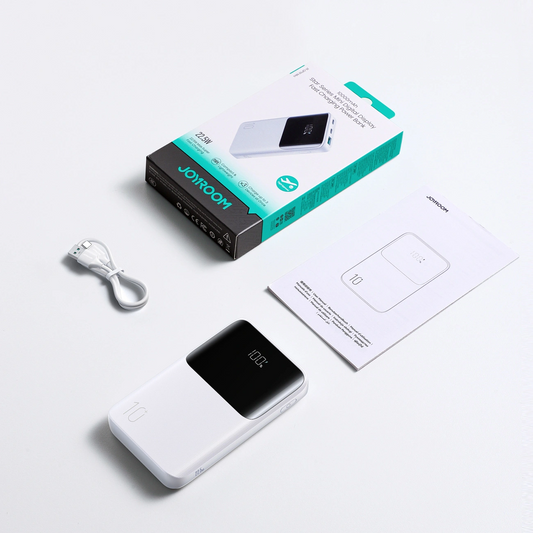 Zewnętrzna bateria Joyroom JR-QP191, 10000mAh, 22.5W, QC + PD, 1 x USB-A - 2 x USB-C, Biała