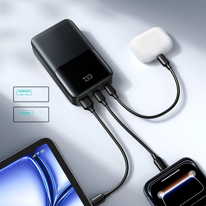 Joyroom JR-QP192 External Battery, 20000mAh, 22.5W, QC + PD, 1 x USB-A - 2 x USB-C, Black