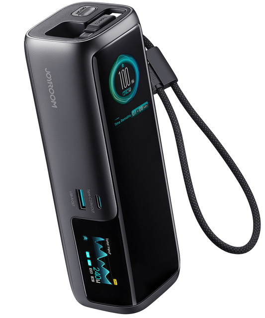 Powerbank Joyroom PODIX PR70, 25000 mAh, 240 W, QC + PD, 1 × USB-A – 3 × USB-C, czarny