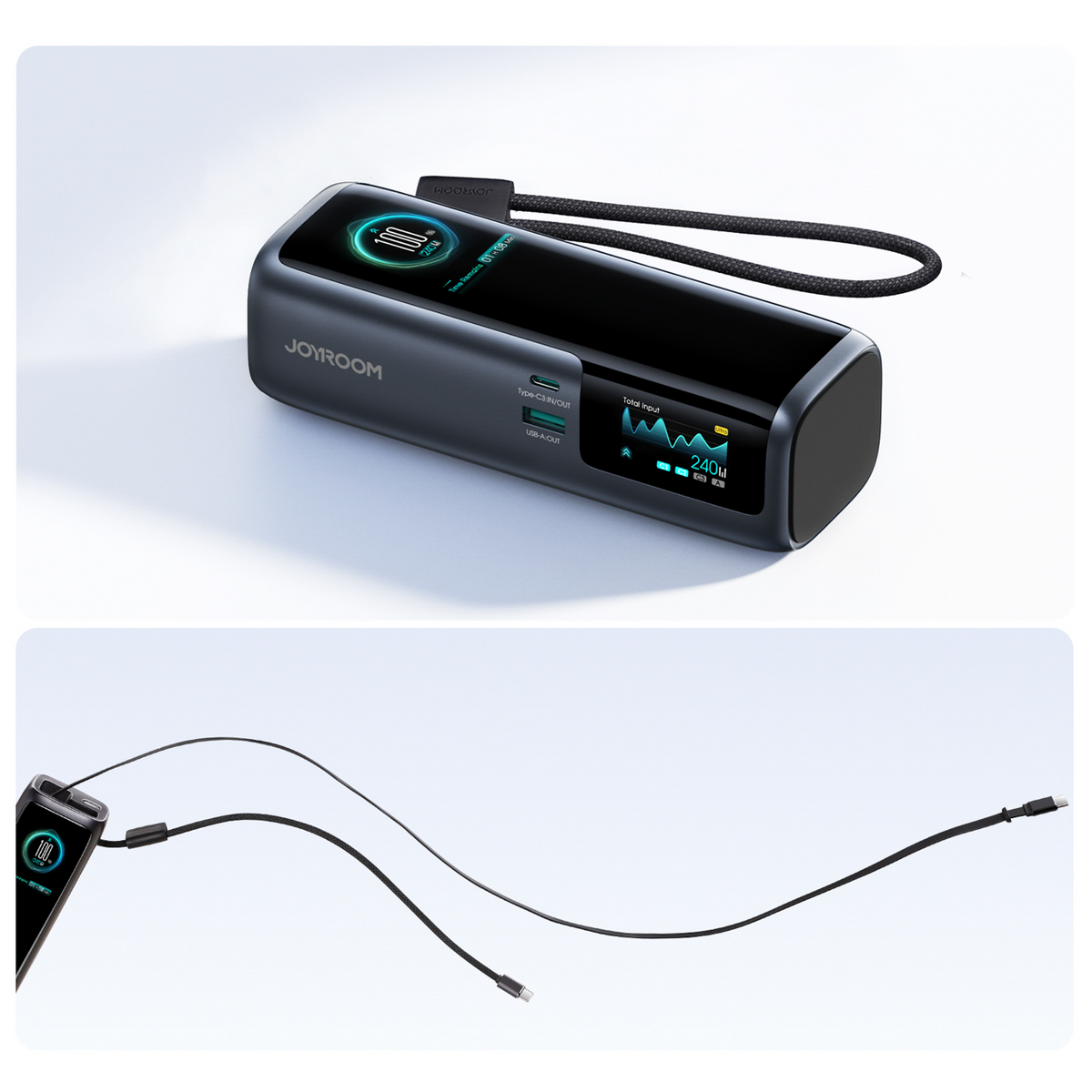 Powerbank Joyroom PODIX PR70, 25000 mAh, 240 W, QC + PD, 1 × USB-A – 3 × USB-C, czarny