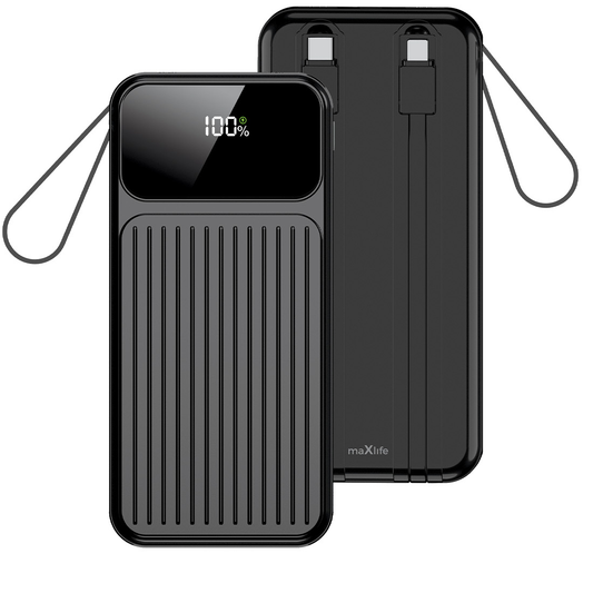 Zewnętrzna bateria MaXlife MXPB-06, 10000mAh, 22.5W, QC + PD, 1 x Lightning - 2 x USB-A - 2 x USB-C, Czarna