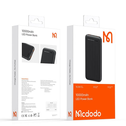 Zewnętrzna bateria McDodo MC-4631 Online, 10000mAh, 10W, 2 x USB-A - 1 x USB-C, Czarna
