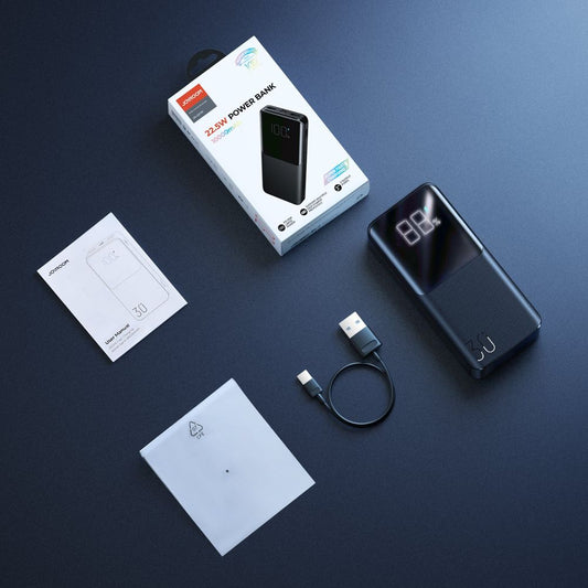 Powerbank Joyroom JR-QP193, 30000mAh, 22.5W, QC + PD, 1 x USB-C - 2 x USB-A, Czarny