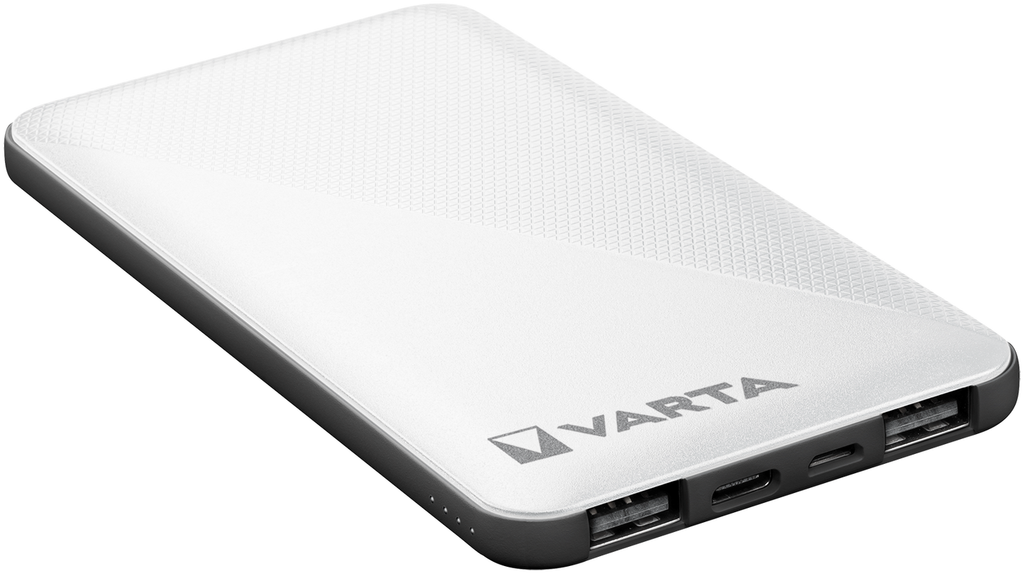 Bateria zewnętrzna Varta Energy, 5000 mAh, 15 W, 2 x USB-A - 1 x USB-C, biała