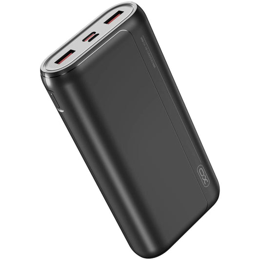 Zewnętrzna bateria XO Design PR127, 20000mAh, 22.5W, QC + PD, 1 x USB-C - 2 x USB-A, Czarna