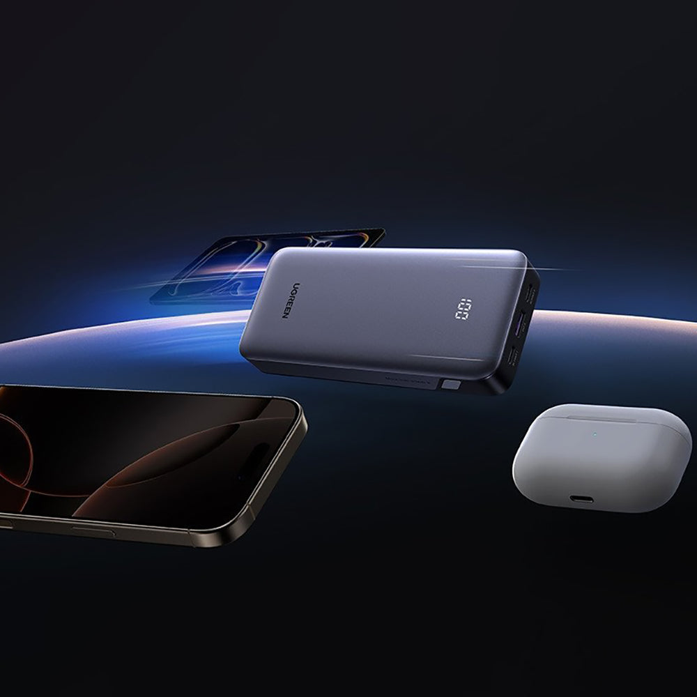 Powerbank UGREEN Nexode PB532 (55989B), 20000mAh, 30W, QC + PD, 1 x USB-A - 2 x USB-C, Szary