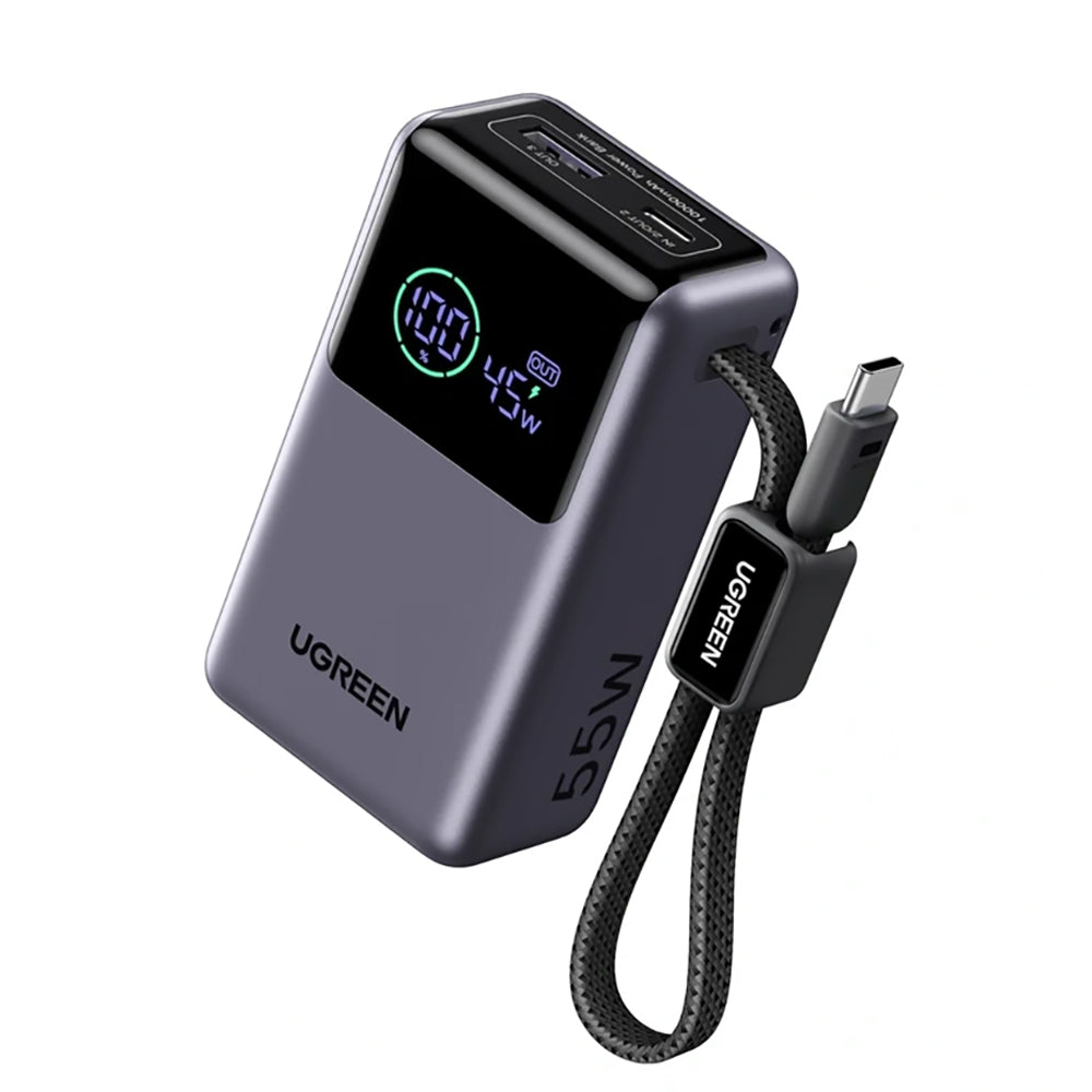 Powerbank UGREEN Nexode Pro PB727 (85301B), 10000mAh, 55W, QC + PD, 1 x USB-A - 2 x USB-C, Szary
